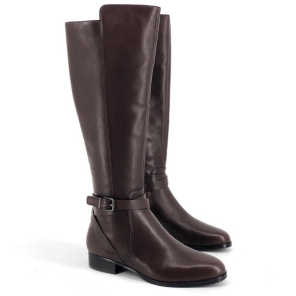 Via Spiga Shoes - Via Spiga Prish Leather Belted Knee High Tall Riding Boots Size 6 Brown